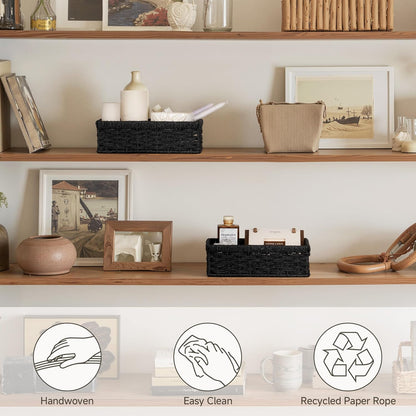 StorageWorks Wicker Basket, Baskets for Organizing, Storage Basket with Built-in Handles, Water Hyacinth Shelves (Medium 2-Pack, Natural Hyacinth)