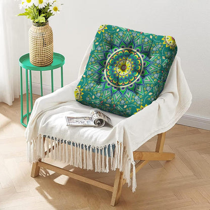 Mandala Meditation Cushion, Boho Meditation Mat, Meditation Pillows for Sitting on Floor, Cushions for Sitting in Home and Outdoor, Square Floor Pillow Cushion Seating for Yoga Accessories 22'' X 22''