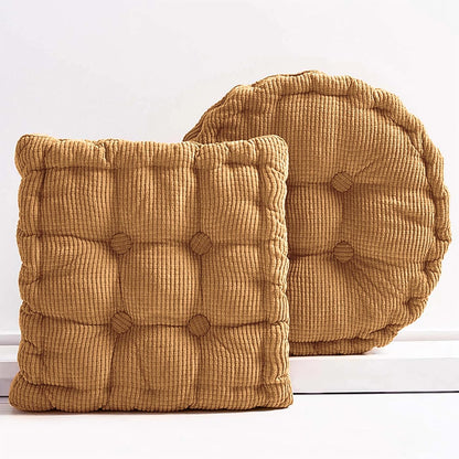 2 Pack Large Square and Round Floor Cushions for Adults Meditation Floor Pillow Green Corduroy Floor Seat Pillows Cushion for Living Room Balcony Tatami Yoga,18x18 Inch