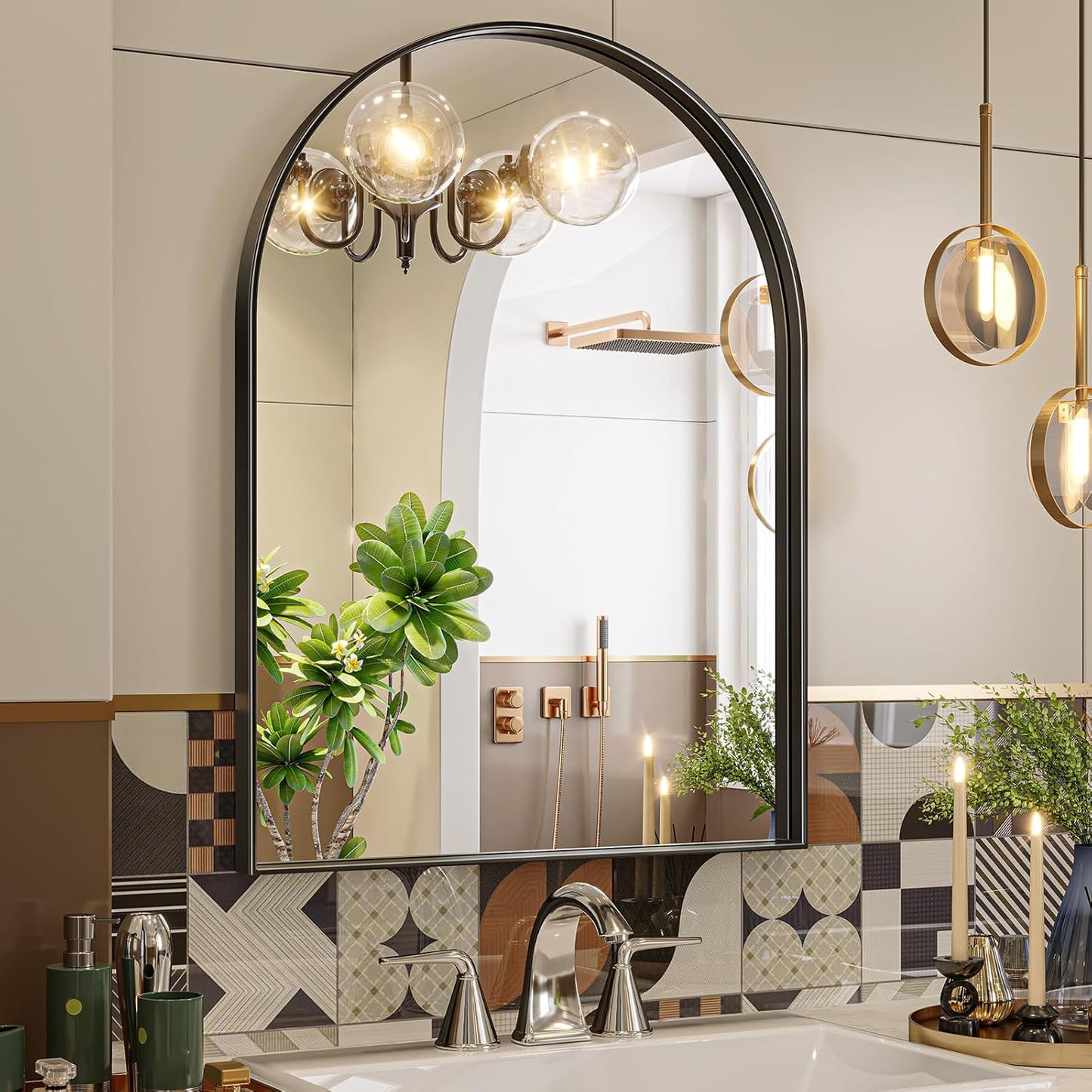 Brightify Arched Mirror, Arched Wall Mirror, 24 x 32 Inch Silver Arch Mirror, Metal Frame Silver Bathroom Mirror, Arched Top Bathroom Vanity Mirror for Living Room Bedroom Mantel Entryway Hallways