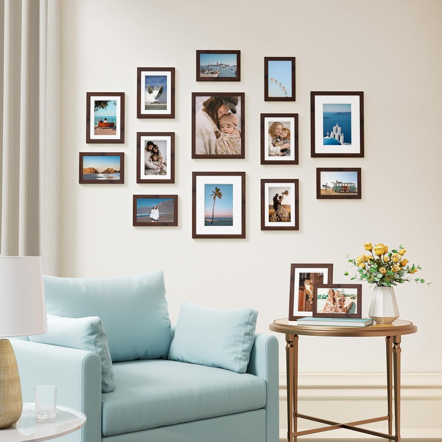 Vittanly 15 Pack Picture Frames Collage Wall Decor for Mounting or Tabletop Display, Gallery Frame Set for Family, Multi Sizes Including 3pcs 8x10, 6pcs 5x7, 6pcs 4x6, Black