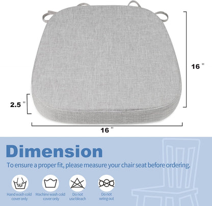 BUYUE Thickened 2.5" Friendly Woven Fabric Dining Chair Cushion, U-Shape High Density Foam Comfortable Chair Pad for Kitchen, Slip Resistant Indoor Seat Cushion (1 Piece, Dark Gray)