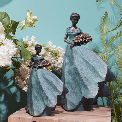 Guichifun Fairy Statue Collection Home Decoration - Leaf Angel Girls Resin Modern Table Decor for Living Room Office Sculpture Decor for Women Indoor Rustic Figurines Gift 5 x 3 x 7.5 Inch