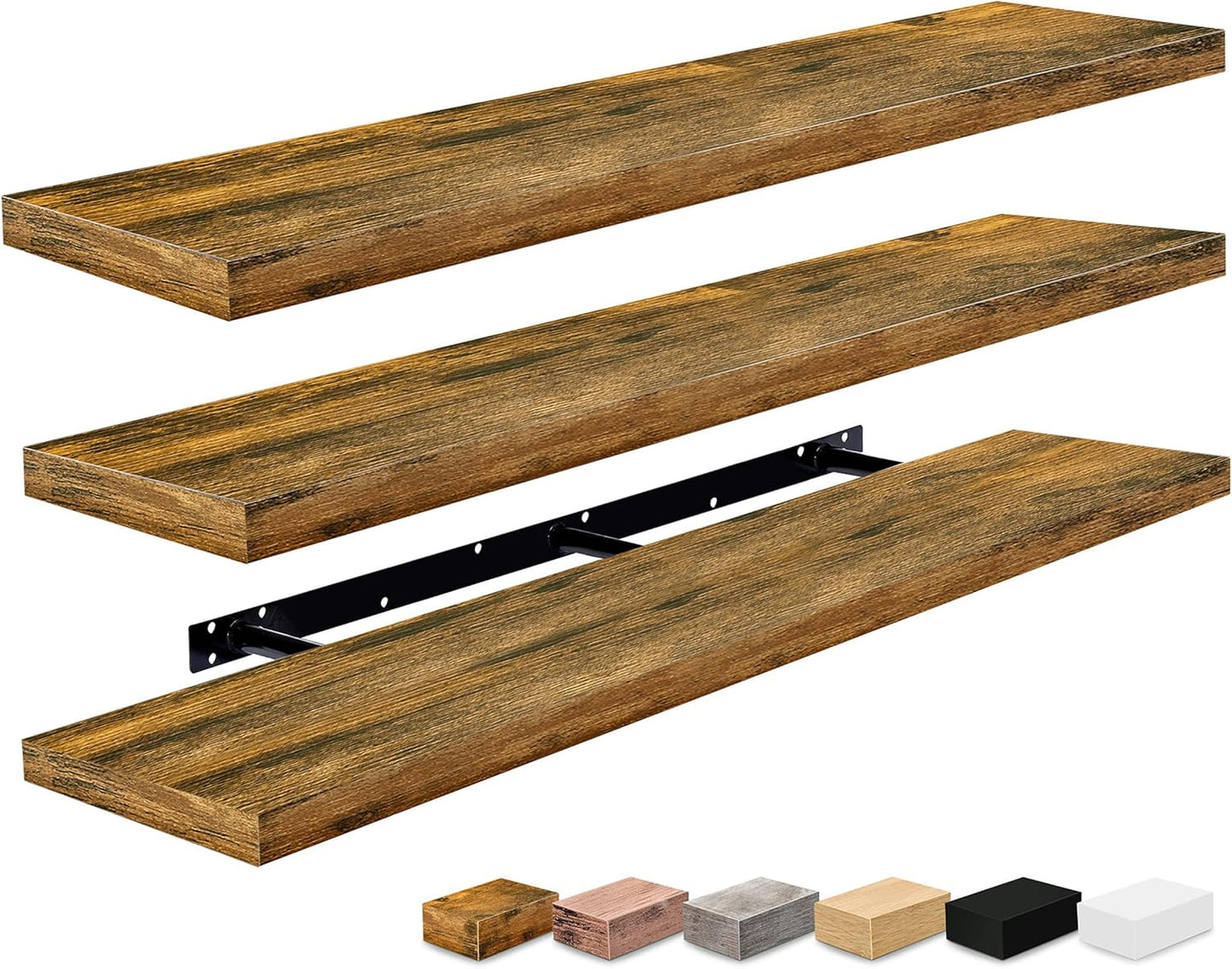 Sorbus Floating Shelves for Wall - 48 Inch Long Bathroom Shelves, Wall Decor for Bedroom, Kitchen, Living Room & Book Storage - Mounted Floating Shelf with Invisible Brackets (Maple Wood, 2 Pack)