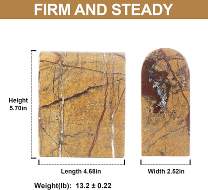 Koville African Natural Marble Bookends for Shelves, Non-Slip Book Ends, 13LBS Ultra Heavy Duty Marble Book Holder Organizer, Apartment Decor for Movies/CD/Video Games(Namib Fantasy)