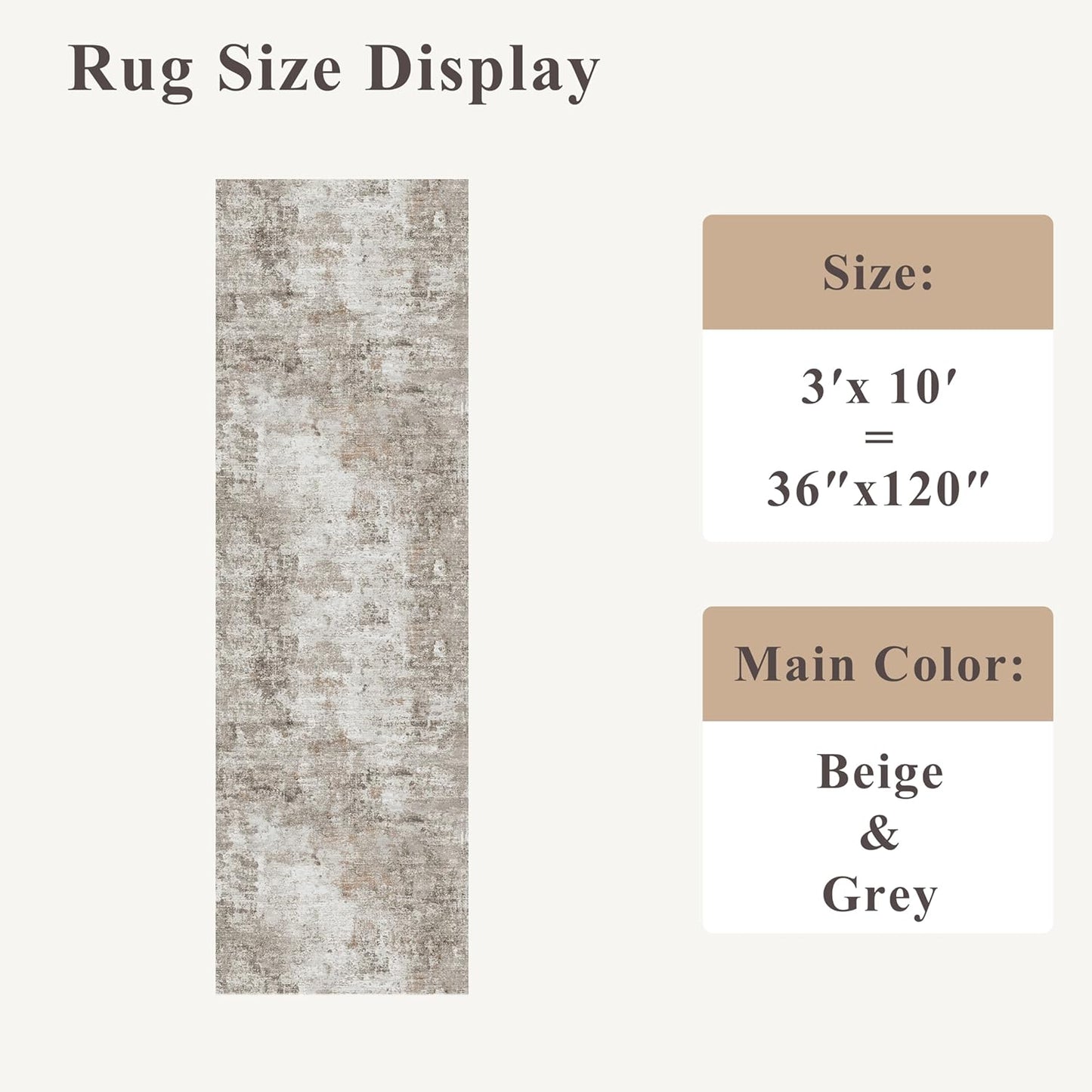 2x3 Washable Non-Slip Area Rug - Soft Low Pile Throw Rug for Kitchen Entryway Bedroom - Modern Indoor Door Mat with Rubber Backing (Beige Grey) - Colors A