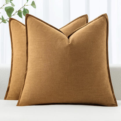 MIULEE Decorative Linen Euro Sham Pillow Covers 26x26 Cream White Boho Farmhouse Neutral Couch Throw Pillows for Bed Pack of 2 Accent Modern Pillowcase Sofa Livingroom Home Decor