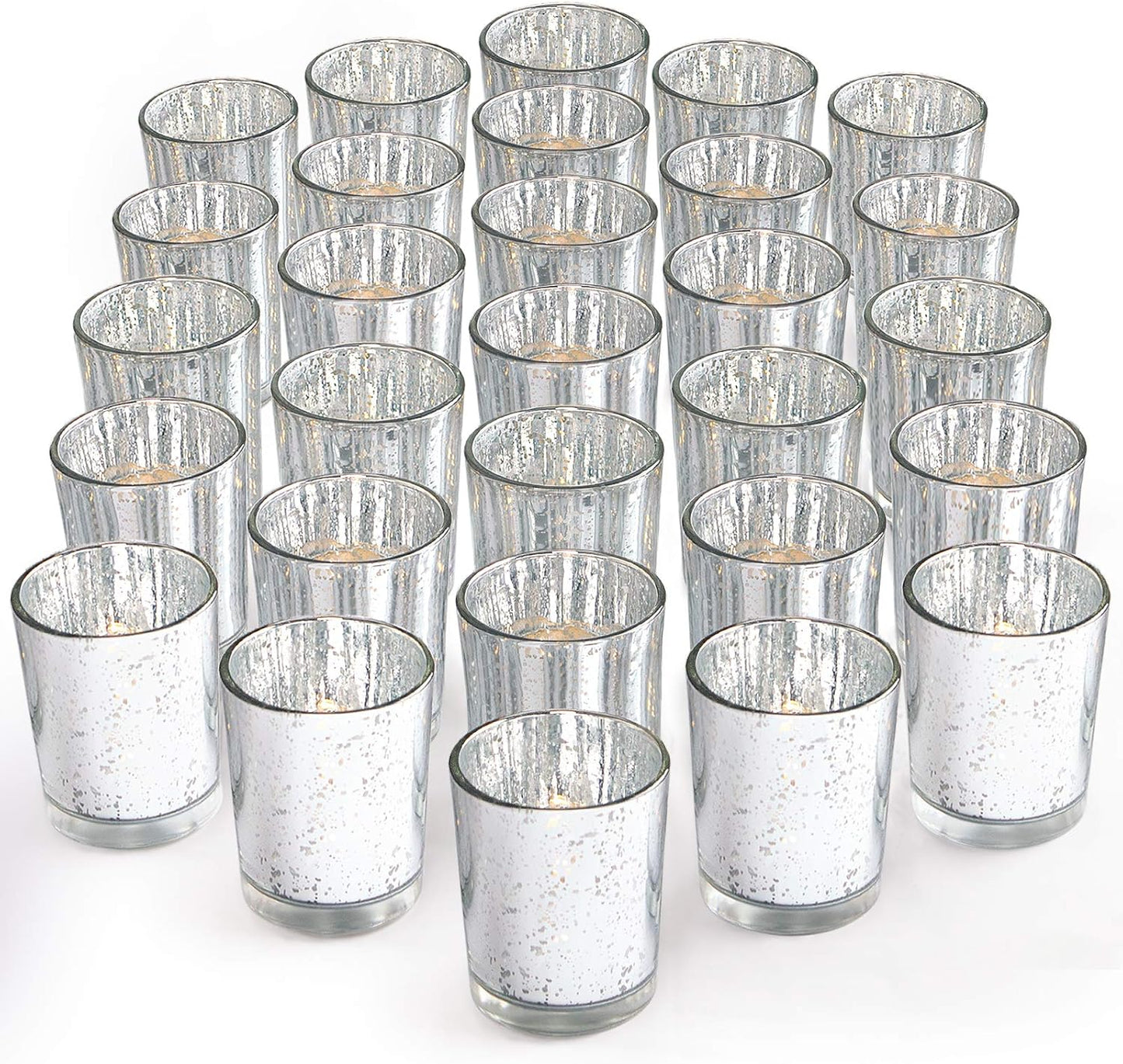 LETINE Gold Votive Candle Holders Set of 36 - Speckled Mercury Gold Glass Candle Holder Bulk - Ideal Spring Summer Decor for Wedding Centerpiece Table，Valentine's Day Decorations Indoor