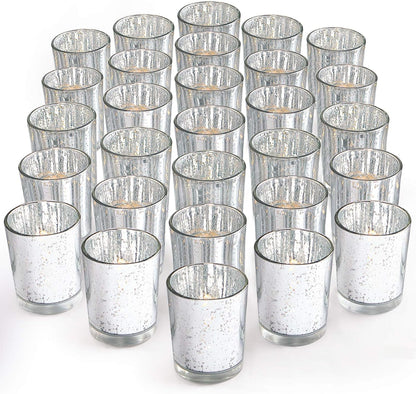 LETINE Gold Votive Candle Holders Set of 36 - Speckled Mercury Gold Glass Candle Holder Bulk - Ideal Spring Summer Decor for Wedding Centerpiece Table，Valentine's Day Decorations Indoor
