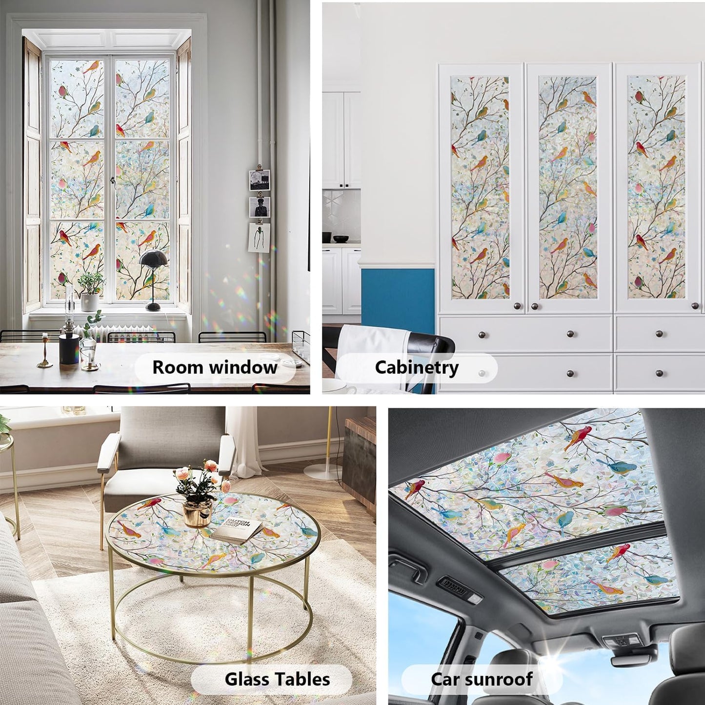Ranzdn Window Privacy Film - Stained Glass Window Film Static Cling UV & Heat Blocking Rainbow Window Film for Glass Doors, Bedroom Windows - No Glue Premium Vinyl (Easy Install, 17.5"×78.7")