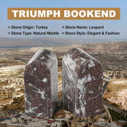 Koville African Natural Marble Bookends for Shelves, Non-Slip Book Ends, 13LBS Ultra Heavy Duty Marble Book Holder Organizer, Apartment Decor for Movies/CD/Video Games(Namib Fantasy)