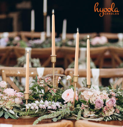 Hyoola Tall Taper Candles - 10 Inch Metallic Gold Unscented Dripless Taper Candles - 8 Hour Burn Time - 4 Pack