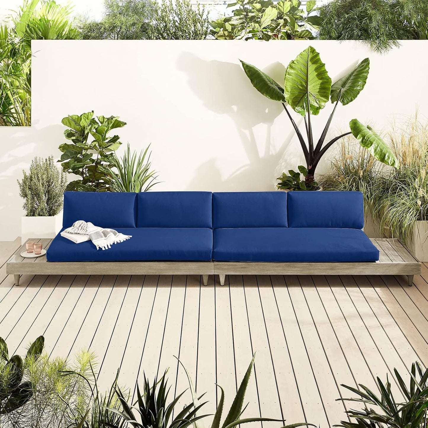 idee-home Outdoor Bench Cushion Waterproof, Bench Cushions for Outdoor Furniture, Patio Porch Swing Replacement Seat Pad with Ties for Garden Backyard, 48 x 18 Inch Red