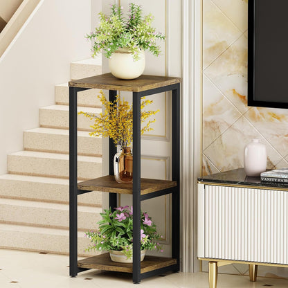 Plant Stand Indoor Corner Tall 2 Tier Metal Modern Flower Storage Plant Shelf Holder for Living Room Balcony Garden,Black (2 Tier-Black Round)