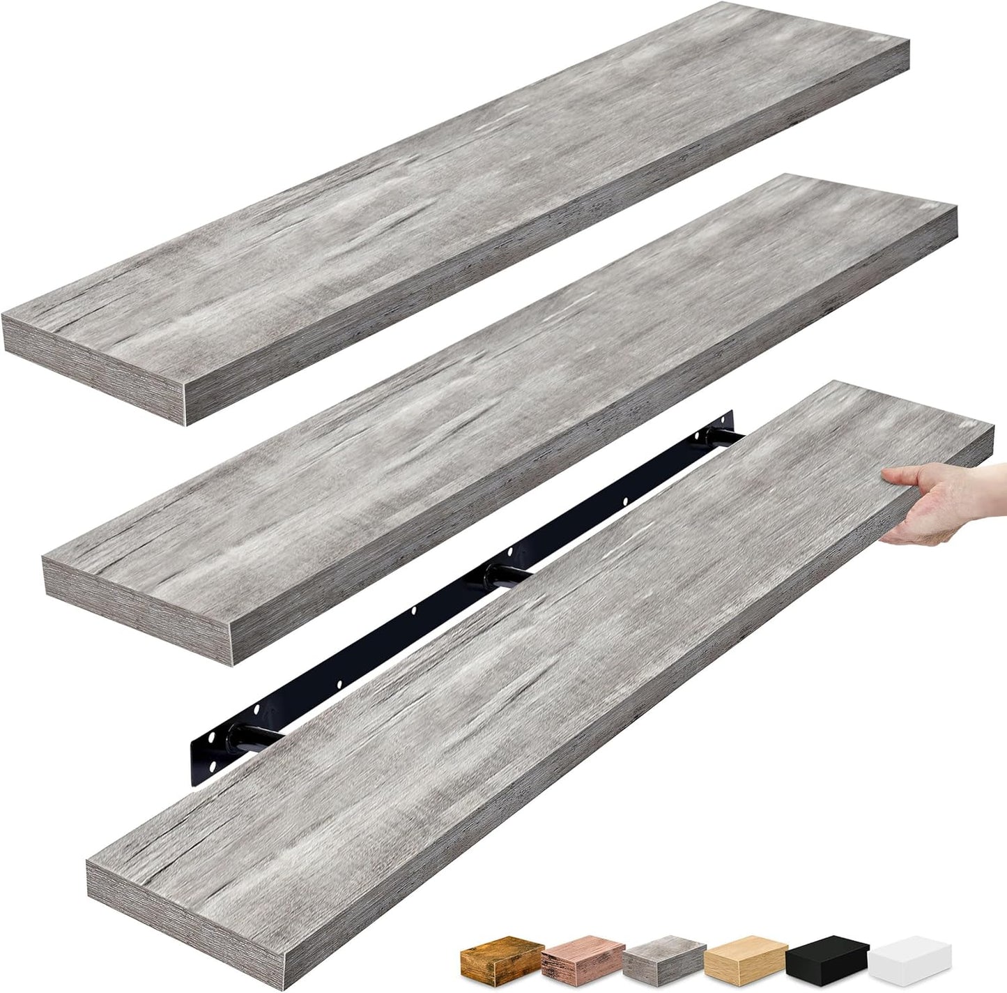 Sorbus Floating Shelves for Wall - 48 Inch Long Bathroom Shelves, Wall Decor for Bedroom, Kitchen, Living Room & Book Storage - Mounted Floating Shelf with Invisible Brackets (Maple Wood, 2 Pack)