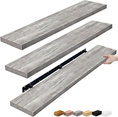 Sorbus Floating Shelves for Wall - 48 Inch Long Bathroom Shelves, Wall Decor for Bedroom, Kitchen, Living Room & Book Storage - Mounted Floating Shelf with Invisible Brackets (Maple Wood, 2 Pack)