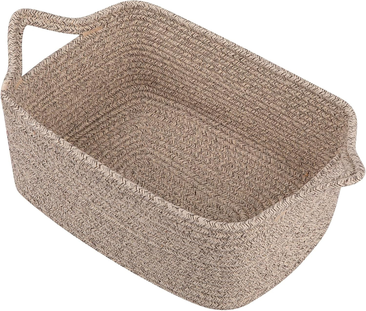 OIAHOMY Woven Basket, Gift Basket Empty with Gift Bags and Ribbons, Rope Baskets for Baby Showers, Storage Baskets with Handles for Nursery, Pet Toy Organizer - White