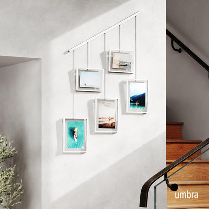 Umbra Exhibit Picture Frame Gallery Set, Adjustable Wall Collage Displays Nine Photos (Four 5x7" and Five 8x10"), Set of 9, Black