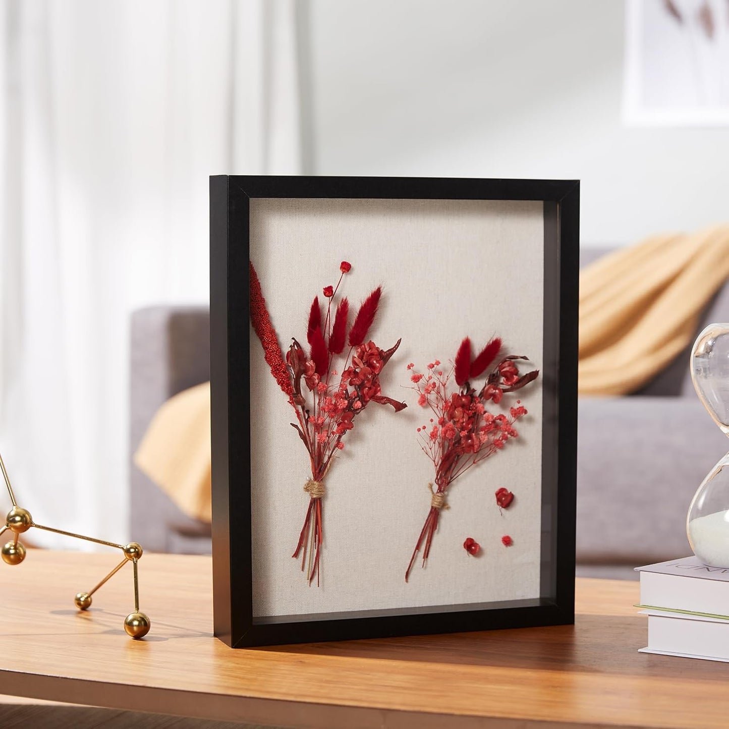 Amazon Basics 8.5" x 11" Shadow Box Wood Rectangular Frame for Display Photos, Memorabilia, Black