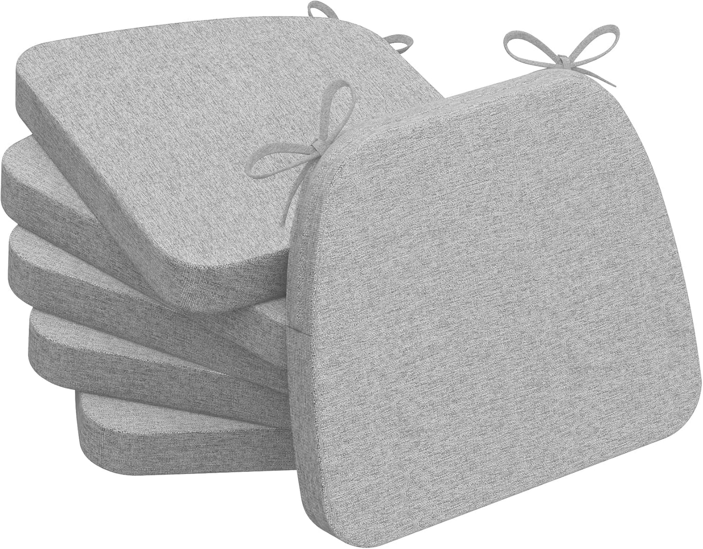 AAAAAcessories D-Shaped Chair Cushions, 2" Thick Dining Chair Pads with Ties and Removable, Machine-Washable Cover, 17" x 16", Set of 4, Oatmeal Beige - Colors B