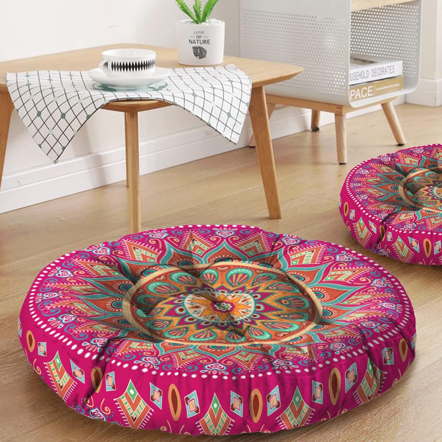 Mandala Meditation Cushion, Boho Meditation Mat, Meditation Pillows for Sitting on Floor, Cushions for Sitting in Home and Outdoor, Square Floor Pillow Cushion Seating for Yoga Accessories 22'' X 22''