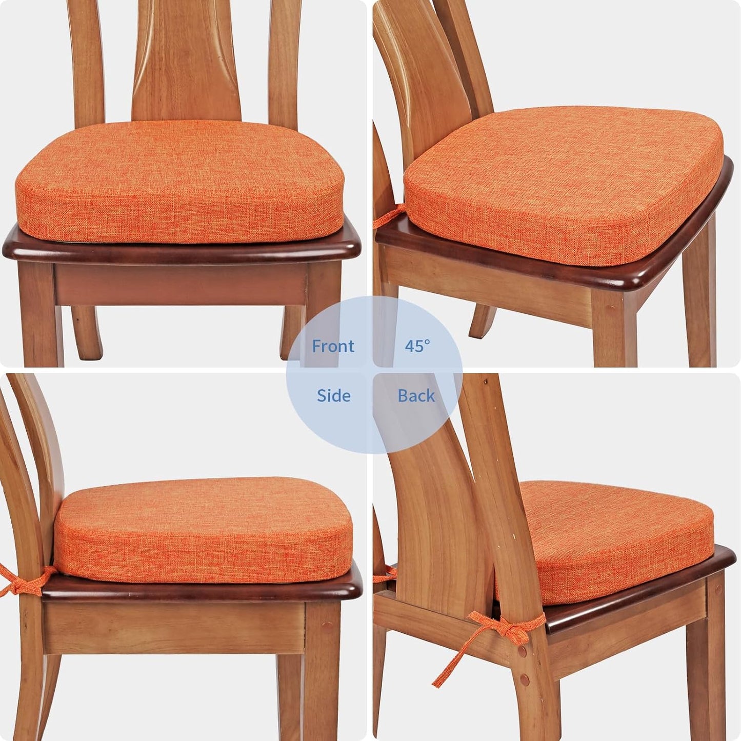 BUYUE Thickened 2.5" Friendly Woven Fabric Dining Chair Cushion, U-Shape High Density Foam Comfortable Chair Pad for Kitchen, Slip Resistant Indoor Seat Cushion (1 Piece, Dark Gray)