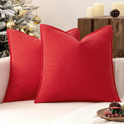 MIULEE Decorative Linen Euro Sham Pillow Covers 26x26 Cream White Boho Farmhouse Neutral Couch Throw Pillows for Bed Pack of 2 Accent Modern Pillowcase Sofa Livingroom Home Decor