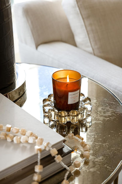 Alice Lane Original Bubble Candle Dish – Chic Smoky Glass Candle Dish for Home Decor – Decorative Modern Candle Holder for Small Candles & Diffusers