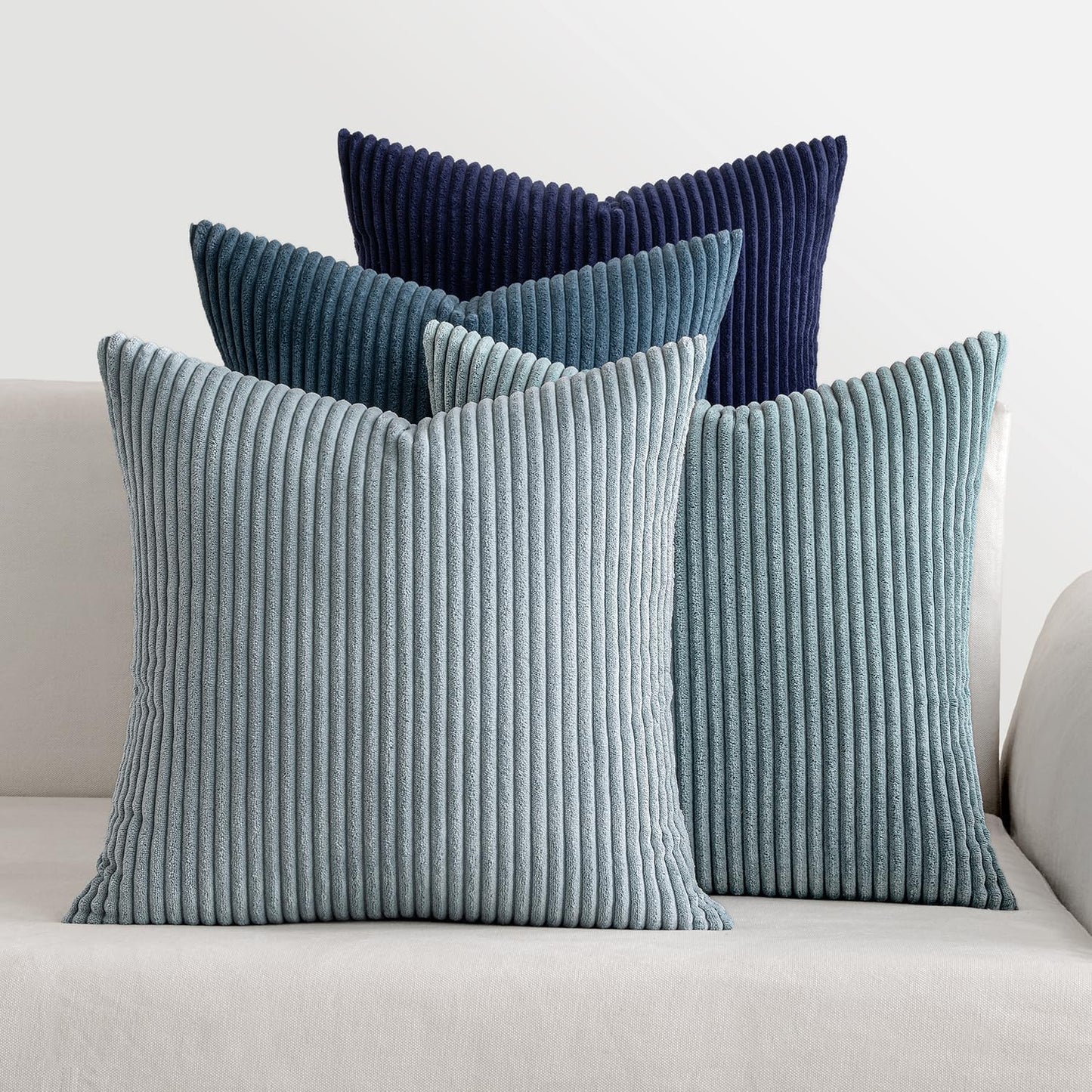 MIULEE Boho Farmhouse Sage Green Throw Pillow Covers 18x18 Inch Set of 4 Mordern Nordic Cushion Covers Soft Corduroy Spring Home Decor for Couch Bed Sofa Living Room Forest Green