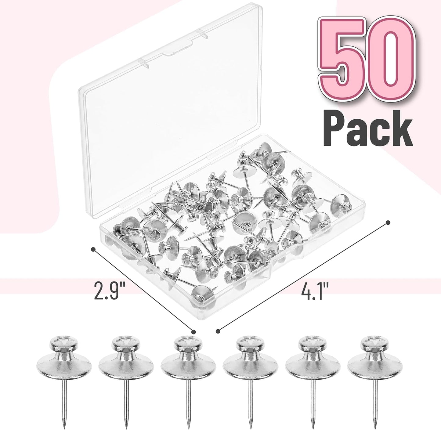 Mr. Pen- Double Headed Picture Hanging Nails, 50 Pack, Black, Push Pins for Wall