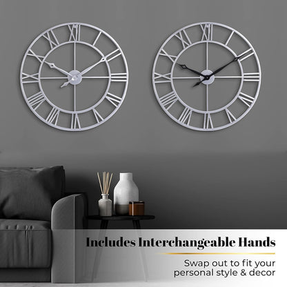 CLXEAST 30 Inch Large Wall Clock Modern, Oversized Roman Numeral Decorative Black Metal Wall Clock for Living Room Decor,House Warming Gifts New Home