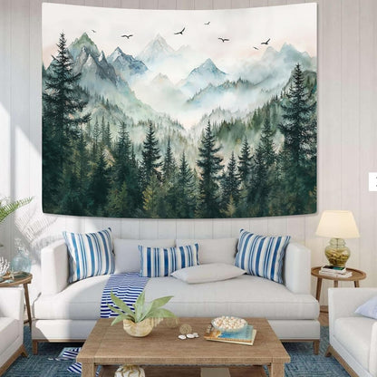 Zussun Black and White Tapestry Starry Night Mountain Tapestries for Bedroom Aesthetic Moon and Stars Tapastry's Wall Hanging Dark Nature Forest Wall Tapestry for Living Room Dorm (48'' × 36'')