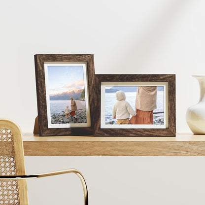 Vittanly 8x10 Picture Frames Set of 9, Shatter Resistant Plexiglass, Display 5x7 Pictures with Mat or 8x10 without Mat, Photo Frames for Wall or Tabletop, Engineered Wood, Black - Colors A