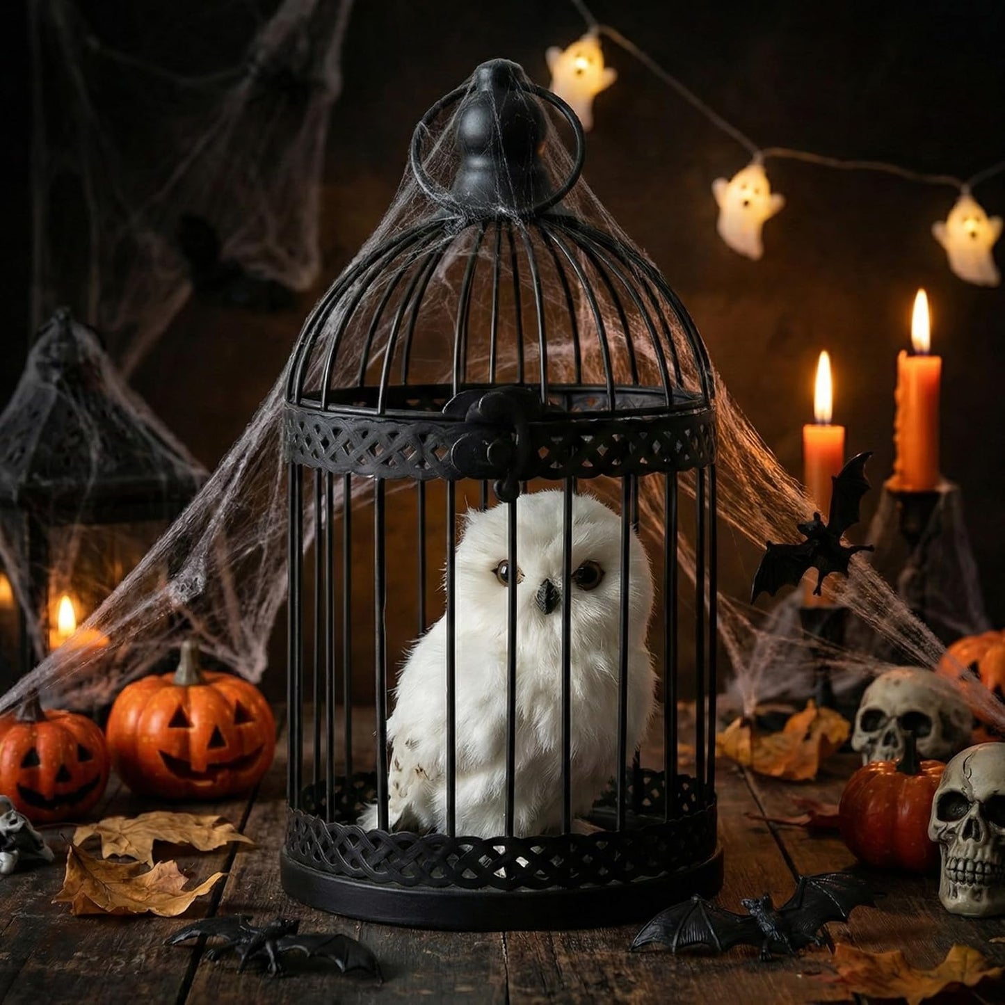 Vela Lanterns Bird Cage Decor Candle Holder Lantern Decorative Wedding Table Centerpiece Decorations, White, Small, Set of 4