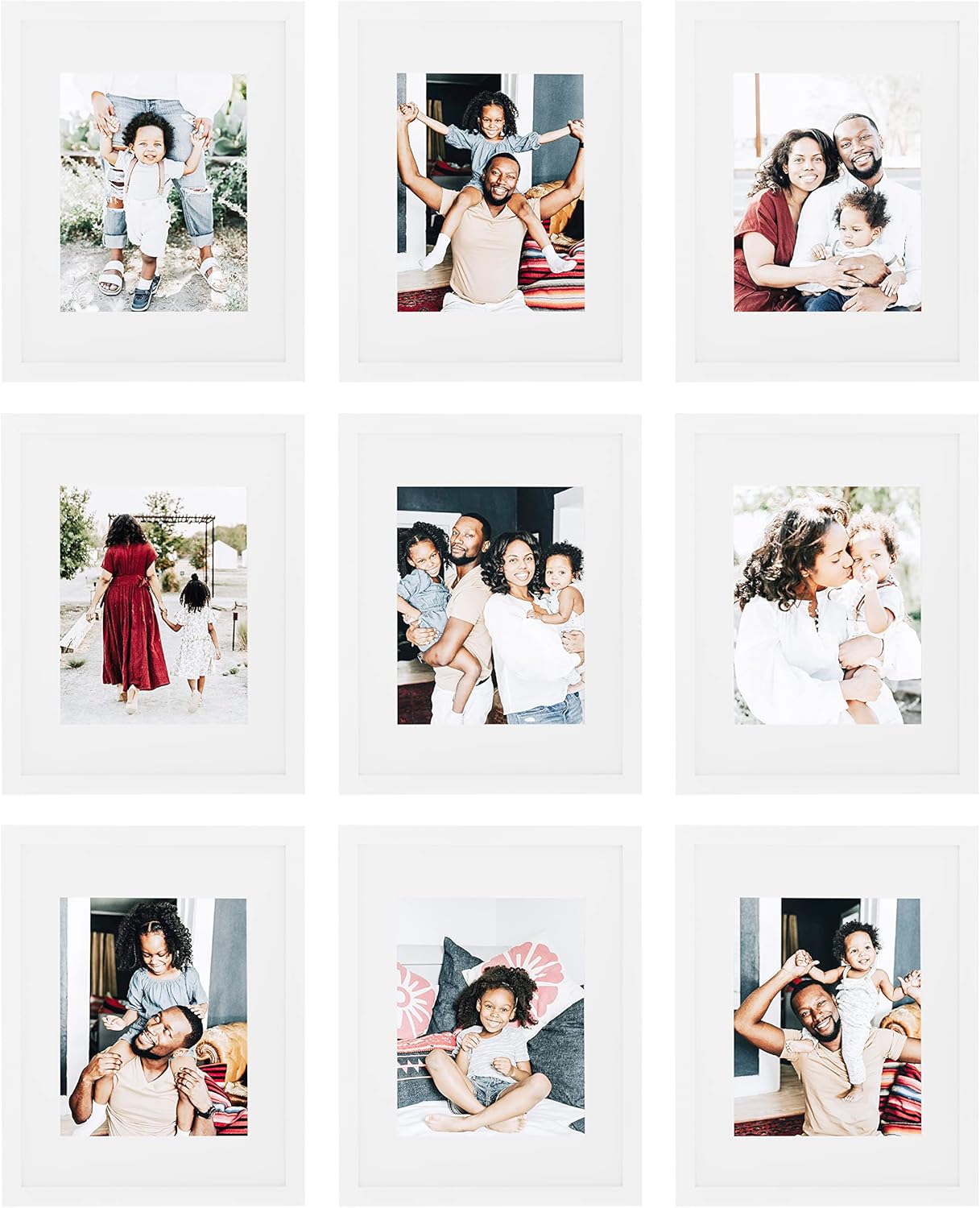 Sheffield Home 9 Piece Gallery Wall Frame Set, 11x14 in. matted to 8x10 in. (Matte Black)