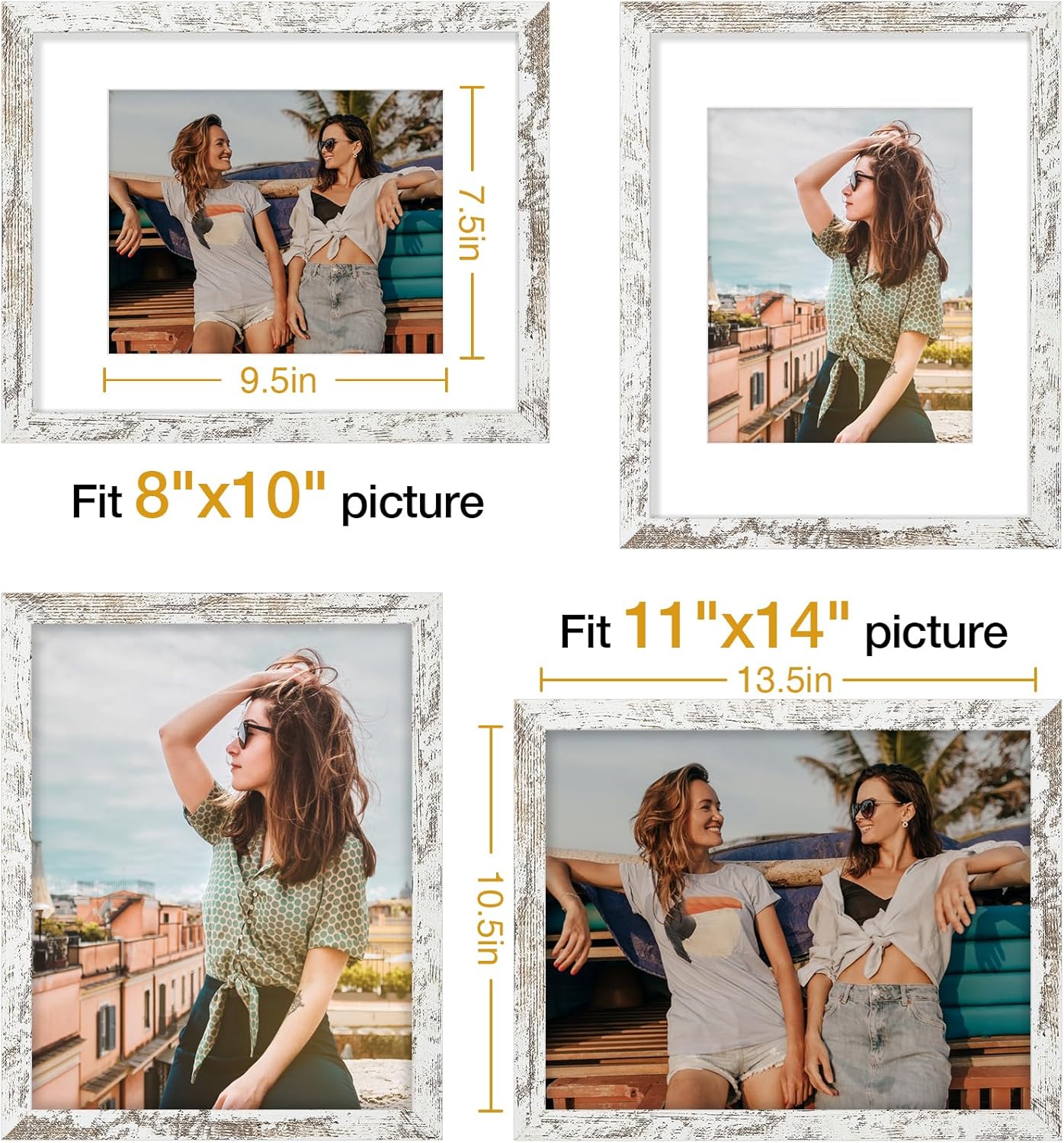Vittanly 11x14 Picture Frame, Display Pictures 8x10 with Mat or 11x14 without Mat, Photo Frame for Wall Mounting, Black, 1 Pack - Colors B