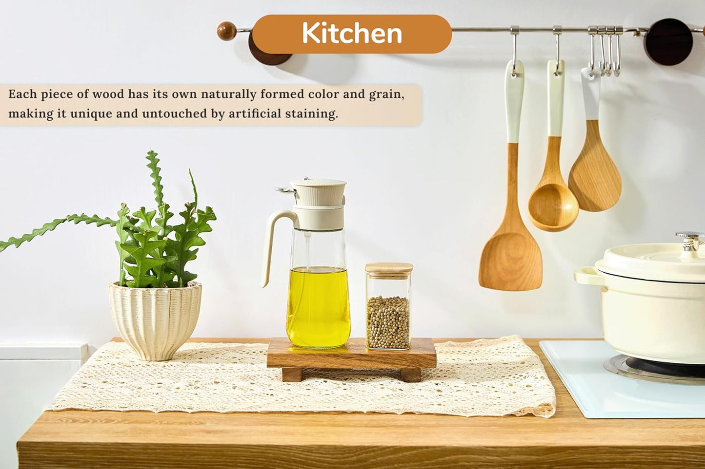 Large 16" Acacia Wood Riser Pedestal Stand – Farmhouse Wood Display Riser for Kitchen and Bathroom Décor - Counter Display, Plant Stand, Jewelry Holder, Vanity Tray, Candle Stand (L:16"x8"x1.57")