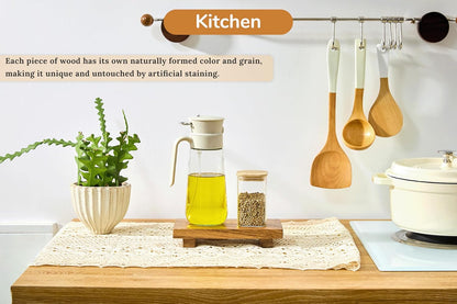 Large 16" Acacia Wood Riser Pedestal Stand – Farmhouse Wood Display Riser for Kitchen and Bathroom Décor - Counter Display, Plant Stand, Jewelry Holder, Vanity Tray, Candle Stand (L:16"x8"x1.57")