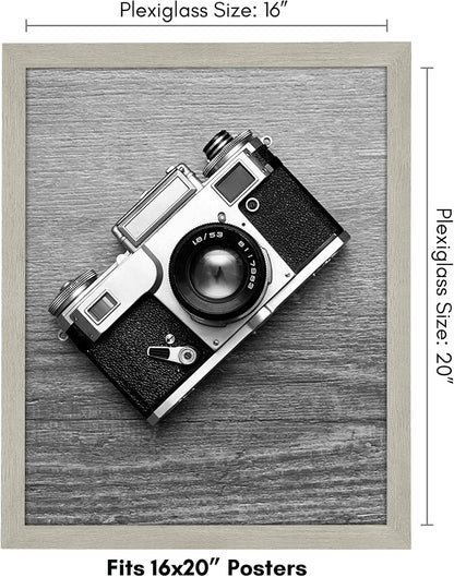 Americanflat 16x20 Picture Frame with Polished Plexiglass - Black Picture Frame - Wide Photo Frames Made of Engineered Wood for Vertical or Horizontal Wall Display - Epic Collection - Black - Colors B