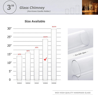 WGVI Hurricane Candle Holder Sleeve, Wide 4", Height 10", Clear Glass Cylinder Candleholder, Chimney Tube, Open Ended Candle Shade, 1 Piece - Colors B