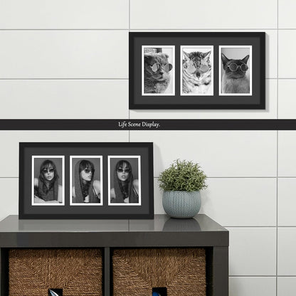 DUENPY 14x26 Collage Picture Frame 4x6 Collage Picture Frame Displays Twelve 4x6 inch Photos Available Horizontal Wall Mounting Display and Vertical Black - Colors A