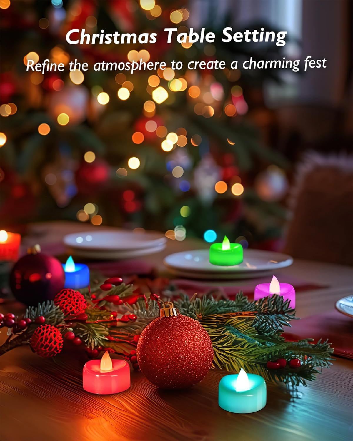merrynights LED Candles, Tea Lights Candles Battery Operated Bulk, 50-Pack Long-Lasting 200 Hours Flameless Tealight Candles, Realistic Tea Lights for Christmas Halloween Wedding, 1.5'' D X 1.25'' H