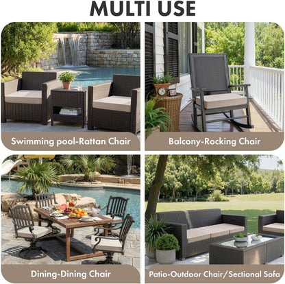 MIULEE Beige Outdoor Bench Cushion Set of 1, 48x18x3 Inch Waterproof Patio Seat Cushions for Swing and Outdoor Furniture Couch Sofa, 3 Year Color Fastness High Density Foam with Adjustable Ties