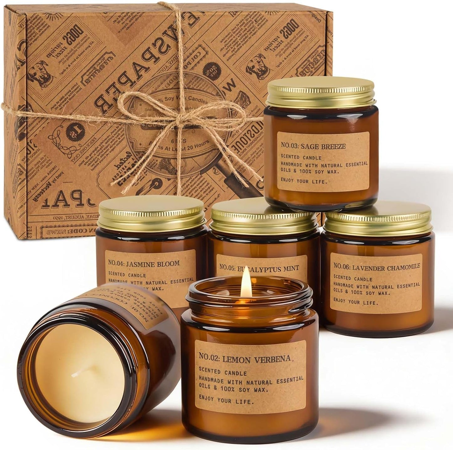 6-Pack Scented Candles for Home, 3.5 Oz Soy Wax Candles Gift Set with Lavender Chamomile & Eucalyptus Mint for Brithday Gifts Women, Mothers Day