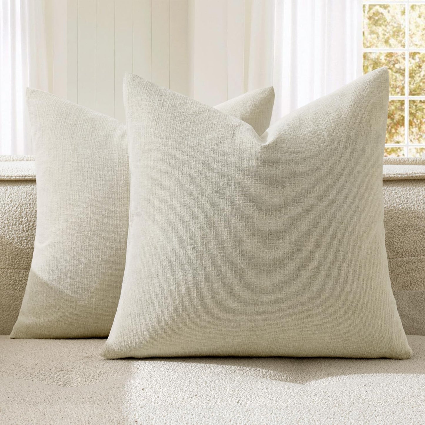 MIULEE Olive Green Couch Pillow Covers 18x18 Inch, Set of 2 Soft Chenille Decorative Square Throw Pillow Covers Farmhouse for Sofa Living Room Bed