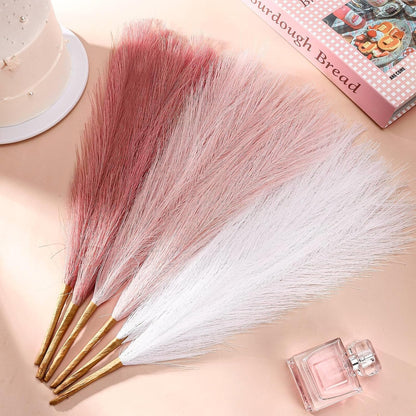 30pcs Pampas Grass Decor,21" Artificial Pompous Grass Bulk,Small Vase Filler Pompas Grass for Home Wedding Living Room Wall Party Decoration (Beige,Light Brown, 21 Inch 30 Pcs)