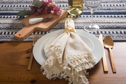 DII Farmhouse Braided Stripe Table Runner Collection, 15x72 (15x77, Fringe Included), Black