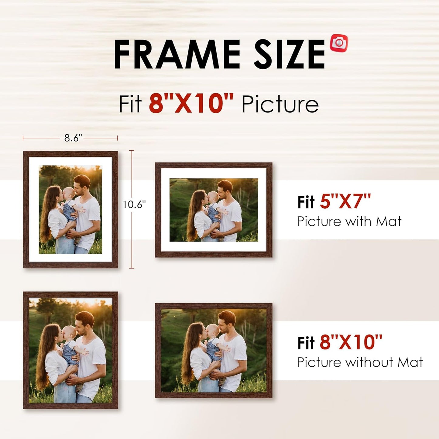 FIXSMITH 10 Pack Picture Frames Collage Wall Decor for Mounting or Tabletop Display, Gallery Wall Frame Set with Two 8x10 Black Frames, Four 5x7 Frames and Four 4x6 Frames, Multi-Pack Photo Frame Set