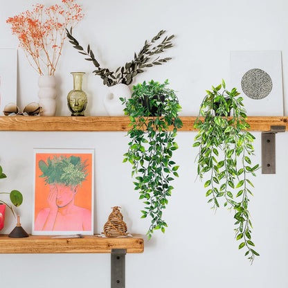 Clearain 1pcs Fake Hanging Plants, Artificial Small Potted Plants, Mini Faux Succulent Plant for Indoor Outdoor Aesthetic Office Living Room Shelf Home Decor (Eucalyptus leaves-1pcs)