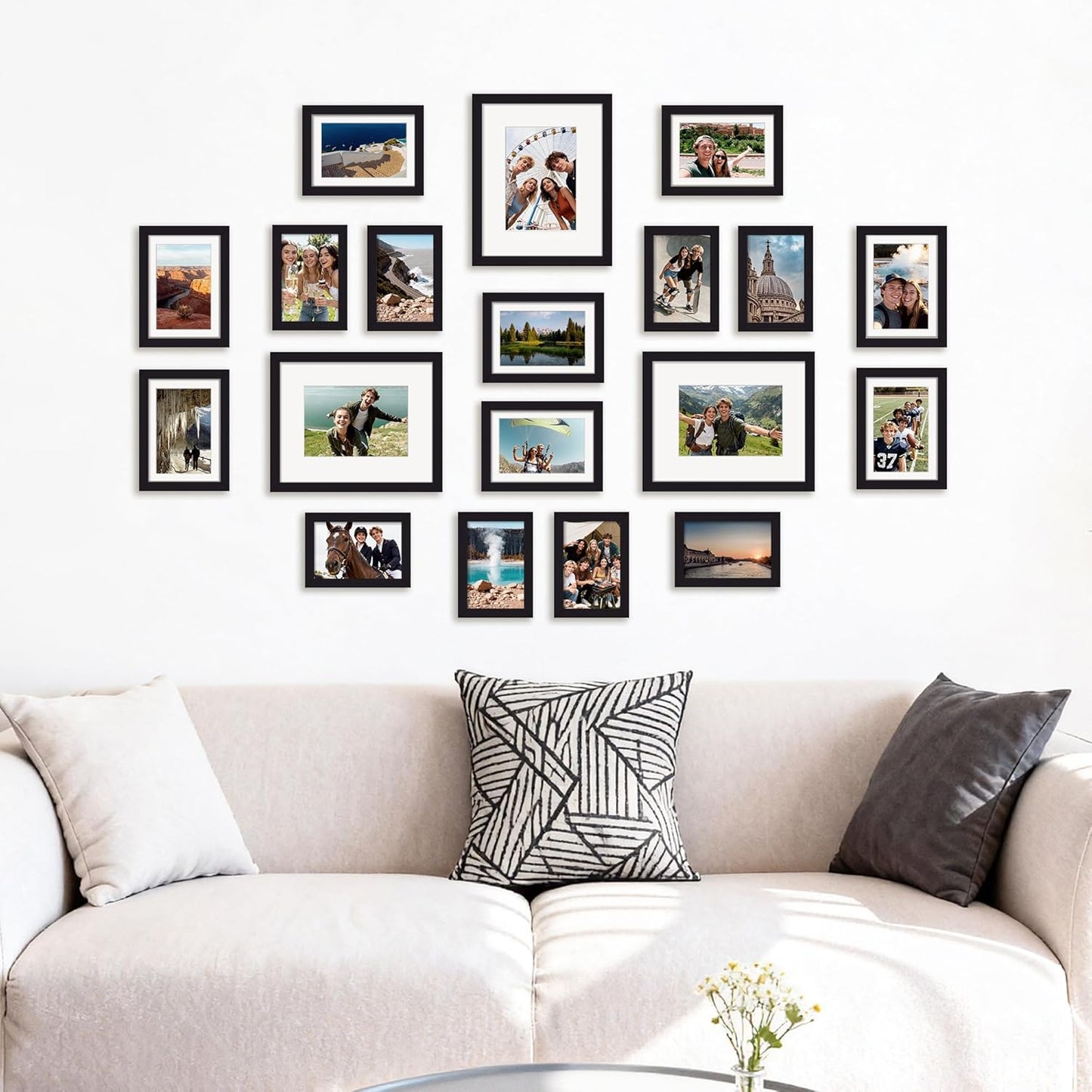 upsimples 19 Pack Picture Frames Collage Wall Decor for Mounting or Tabletop Display, Photo Gallery Frame Set for Family, Multi Sizes Including 8x10, 5x7, 4x6, Brown